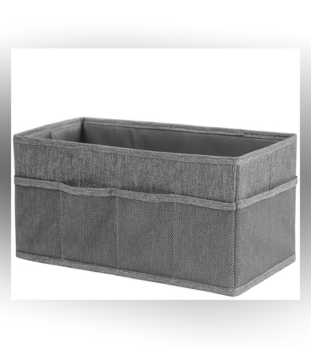 Cutie Depozitare cu Cadru Metalic, Flippy, pentru Bucatarie, snacksuri, pliabila din poliester Oxford, 30 x 15 x 15 cm Gri