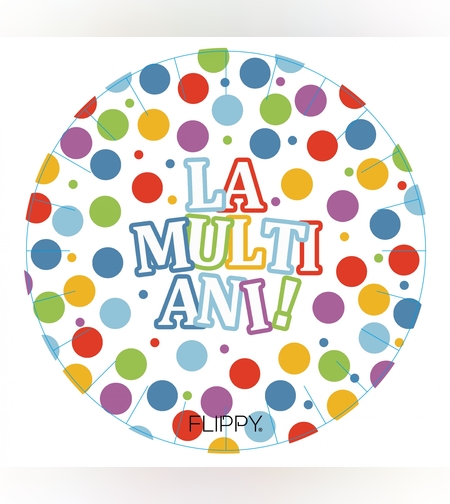 Set 6 Farfurii de Unica Folosinta, Flippy, Colectia, LA MULTI ANI, 23 cm, din Carton Laminat, Multicolor