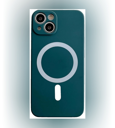 Husa MagSafe pentru Apple iPhone 13, Silicon, Protectie pentru camera, Magnetica, Incarcare Wireless,  Flippy, Verde