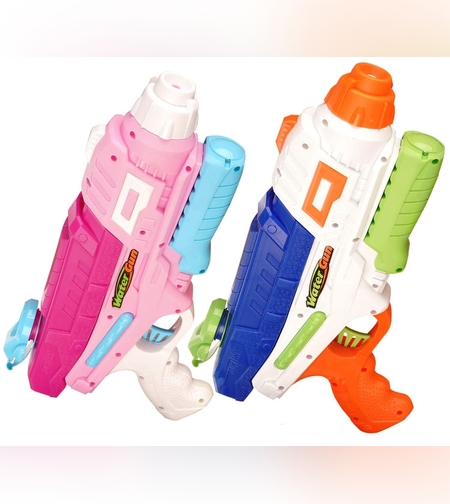 Set 2x Pistol cu Apa pentru Copii, Rezervor, Pentru Piscina/Plaja, Flippy, 6ani+, Roz + Albastru, 600 ML