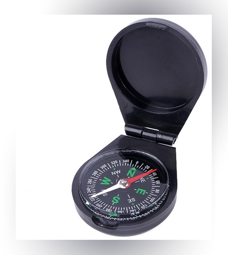 Busola de Buzunar cu Capac de Plastic, Flippy, Busola pentru Drumetii, Calatorie, Compacta, Usor de Transportat, 6 x 4.8 x 1.5 cm Negru