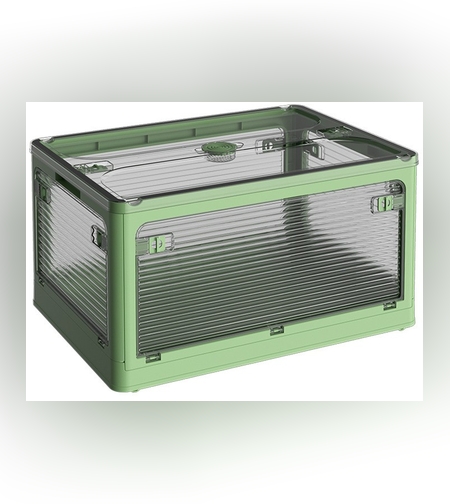 Cutie de depozitare pliabila, Flippy, Cu capac, 85 L, Plastic, 60x42x34 cm, Verde