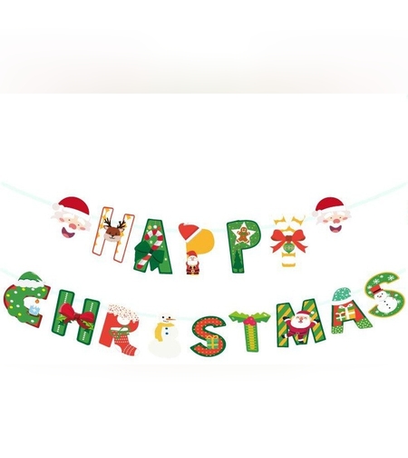 Decoratiune de Craciun, Flippy, Tip Banner, 16 Piese, pentru Usa sau Perete, Multicolor, Sfoara Inclusa, Model C