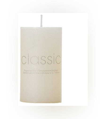 Lumanare Decorativa, Flippy, din Parafina, Cilindrica, Fara Fum si Fara Parfum, 5 x 10 cm, 190 g, Ardere 24h, Ivory Alb