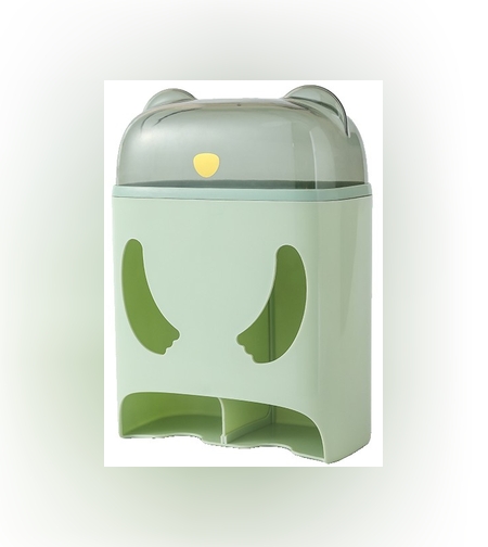 Cutie de Depozitare, Flippy, Montare Perete, Adeziv, Fara Perfoare, din ABS, Model Urs, 18 x 11 x 25 cm, Verde