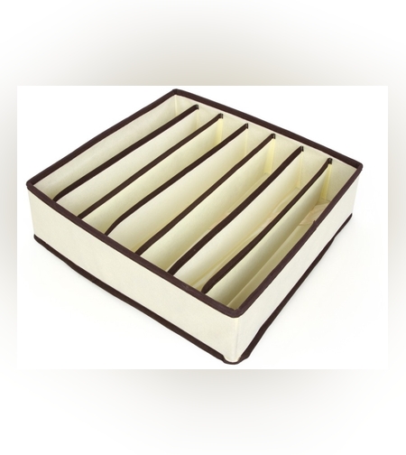 Cutie De Depozitare, Flippy, Pentru Lenjerie, Sosete Si Sutiene, Material Textil, 7 Compartimente, 32 x 32 x 10 cm, Culoare Bej