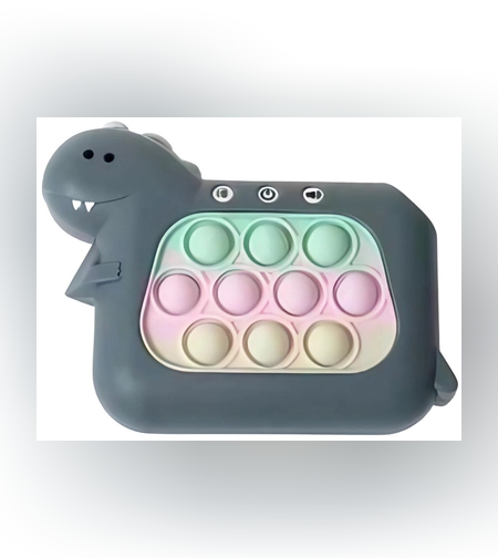 Jucarie Interactiva Pop It Whack A Mole, Flippy, Tip Consola, Anti-Stres, 4 Moduri de Joc, din ABS si Silicon, +3 Ani, Model Dinozaur, Verde Inchis