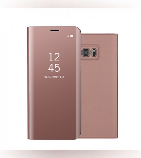 Husa Samsung Galaxy A8 2018 Flip Cover Oglinda Roz