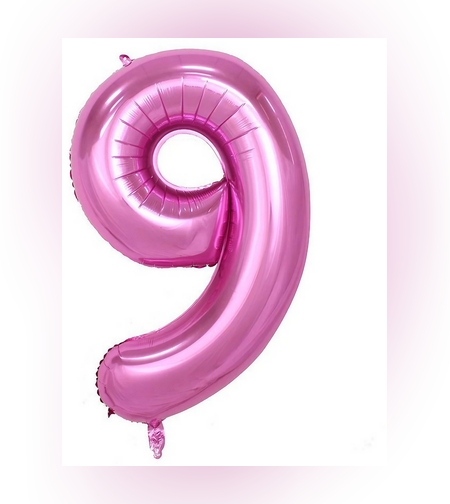 Balon din Folie Flippy, Cifra 9, 81 cm, Pentru Aer sau Heliu, Bulk, Mov