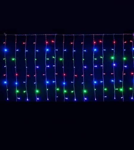 Instalatie de Craciun, Flippy®, Tip Perdea, 2 x 2 m, 240 LED-uri, Interconectabila, Multicolor