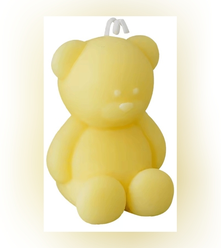 Lumanare Parfumata, Flippy, Model Ursulet, Galbena, Aroma de Lime si Citrice, 5.5x3.6x4 cm