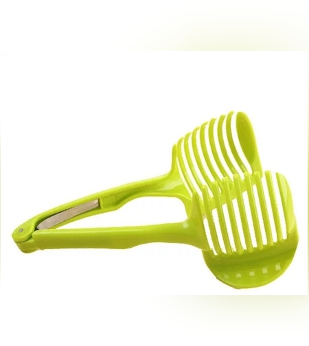 Ustenisla de bucatarie tip cleste pentru feliat fructe si legume Flippy, material ABS, 8 x 18.5 cm, verde