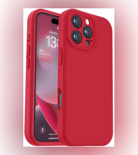 Husa de Protectie, Flippy, pentru iPhone 16 Pro, Liquid Silicone, cu Microfibra pe Interior, Protectie Antisoc, Compatibil Incarcare Wireless, Rosu
