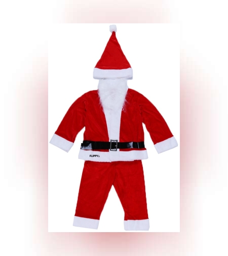 Costum Mos Craciun Flippy® Baiat, 1-3 ani, 5 piese, aproximativ 63 cm, Catifea