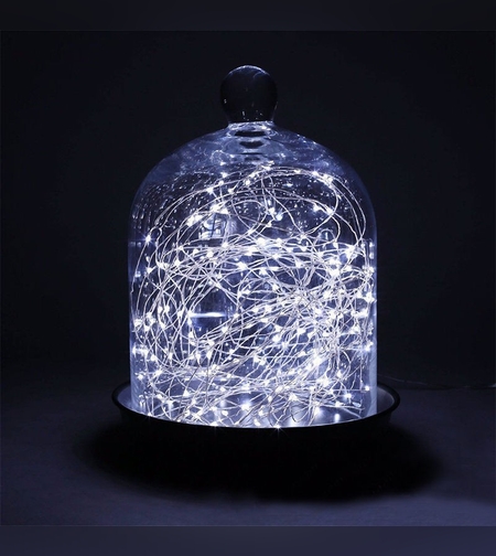 Instalatie de Craciun cu Baterii Tip Liniar, 2 jocuri de lumini, Fir Cupru 5 m 50 LED -uri, Alb Rece