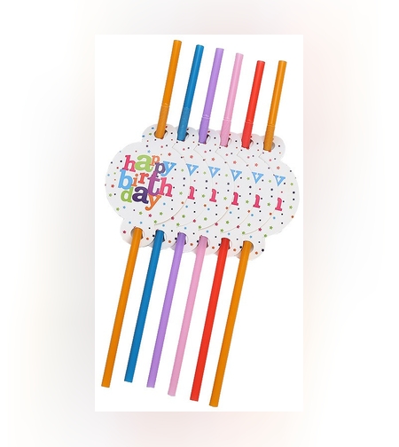 Set 6 Paie, Flippy, Colectia Happy Birthday, 26 cm, din Carton/Plastic, Multicolor