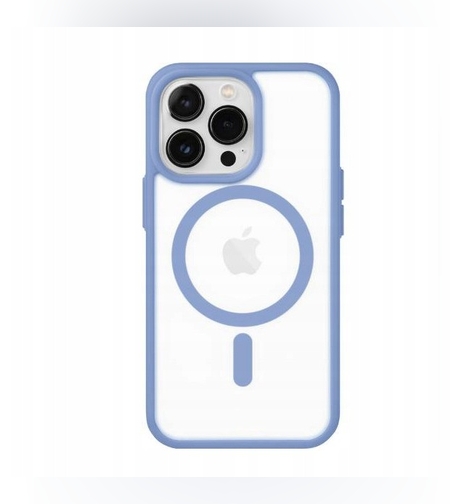 Husa MagSafe pentru Apple iPhone 11, Full Cover, Frosted Acrylic Color Big Hole, Magnetica, Incarcare Wireless, Flippy, Albastru Deschis