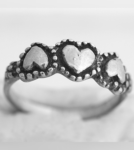 Inel din Argint 925 cu inimi, 49 mm