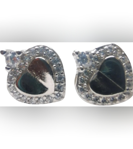 Cercei Argint 925 Inimioara cu o Piatra si Minizirconii