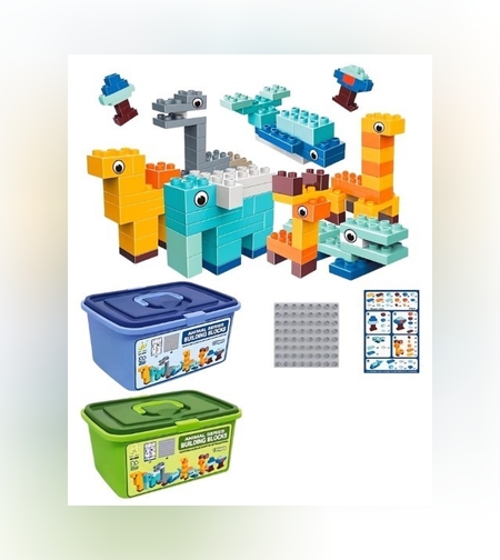 Set piese de constructii pentru copii, Flippy, Animal series, 134 piese, Multicolor