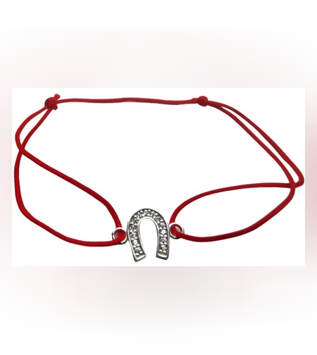 Bratara Snur Reglabil, Argint 925, Potcoava Cu Zirconii, Jolie Silver, 1.5 cm x 1 cm