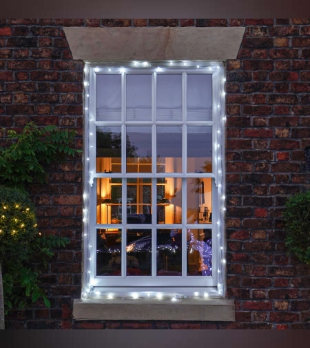 Instalatie de Craciun cu Baterii Tip Liniar, 2 jocuri de lumini, Fir Transparent 3 m 30 LED -uri, Alb Rece