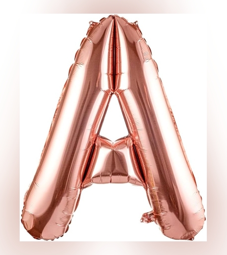 Balon Folie Metalizata Litera A, Flippy, 80 cm, Umflati cu Heliu sau Aer, Ambalaj Individual, Pai inclus, Rose Gold