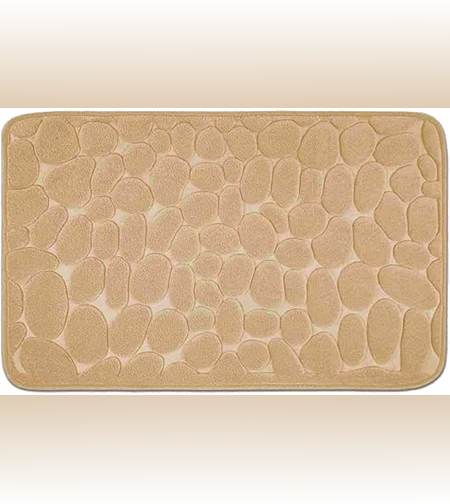 Covoras pentru Baie Antiderapant, Flippy, Uscare Rapida, Model 3D Piatra, 40x60 cm, Bej