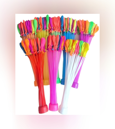 Set 111 Baloane din Latex, Flippy, Aqua Party, Sistem de Umplere Rapida, 10 cm Diametru, Multicolor