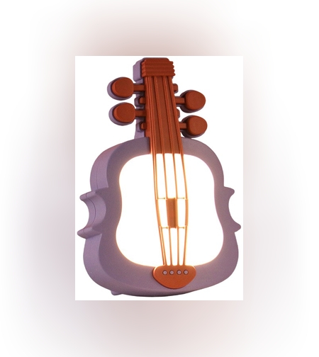 Lampa de Veghe, Flippy, cu Protectie pentru Ochi, Model Violina, Lumina Calda, Incarcare USB, ABS, 14.3x5x9.9 cm, Mov/ Portocaliu