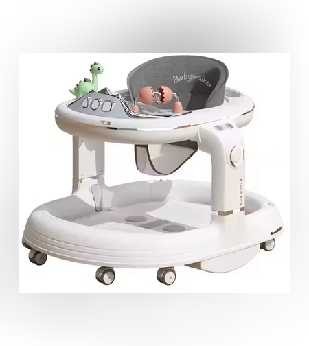 Premergator 4in1, Flippy, Antemergator, Balansoar, Scaun de Masa, Functie Muzicala, din ABS, Roti Universale, Inaltime Reglabila, Sistem Antirasturnare, Greutate Portanta 25 kg, +6 Luni, Alb