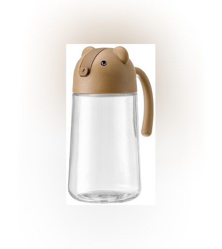 Recipient de ulei, Flippy, Model Ursulet, Sticla pentru Lichide de Bucatarie, Inchidere Deschidere Automata, 18.5 x 13 cm, Volum 630 ml, Maro