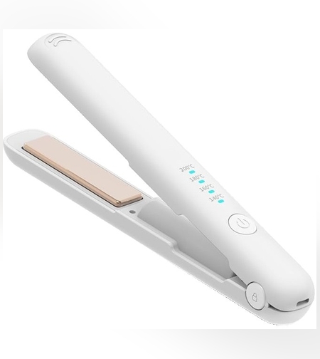 Placa de Par fara Fir, Flippy, Adaptor Tip C, Tensiune 5V, Capacitate Baterie 3000 mAh, Indreptat, Ondulat, 4 Trepte de Temperatura, 21.8 x 3.1 x 3.4.1 cm, Alb