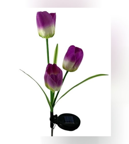 Lampa Solara LED tip Lalele cu 3 flori pentru Gradina, Inaltime 78 cm