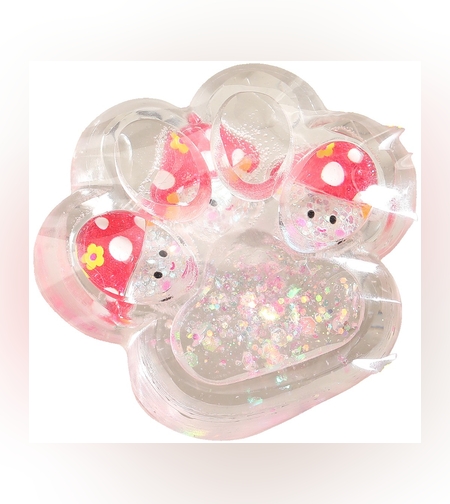 Jucarie Antistres Squishy, Flippy, Labuta de Pisica Pufoasa, cu Revenire Lenta, 7 x 6.5 cm, Model Ciuperca, Multicolor