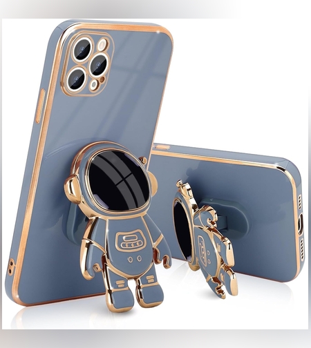 Husa de Protectie TPU 2in1, Flippy, pentru Apple iPhone 14 Pro Max, Astronaut cu Suport, Antisoc, Rezistenta la Impact, Protectie Camera, Albastru