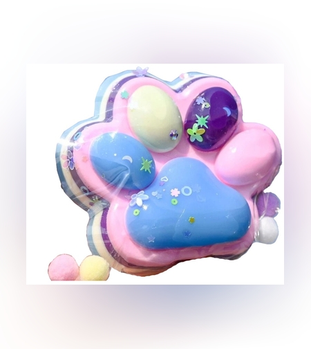 Jucarie Antistres Squishy, Flippy, Revenire Lenta, Model Labuta de Pisica, Squishy, BIG 12.5 x 10.5 cm, 220 g, Model 20, Multicolor Roz Mov