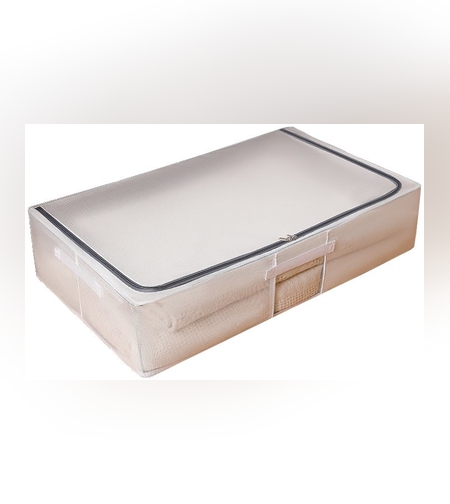 Cutie de Depozitare, Flippy, pentru Haine, Incaltaminte, din Plasa PVC Impermeabila si Manere Laterale, Pliabila, Fermoar Bidirectional, 80 x 47 x 18 cm, Transparenta