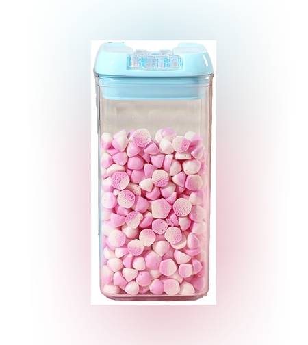 Cutie de Depozitare Alimente, Flippy, 1.2L, Capac Albastru, din PP+PET, Inchidere Ermetica, 10 x 10 x 20.5 cm, Transparent