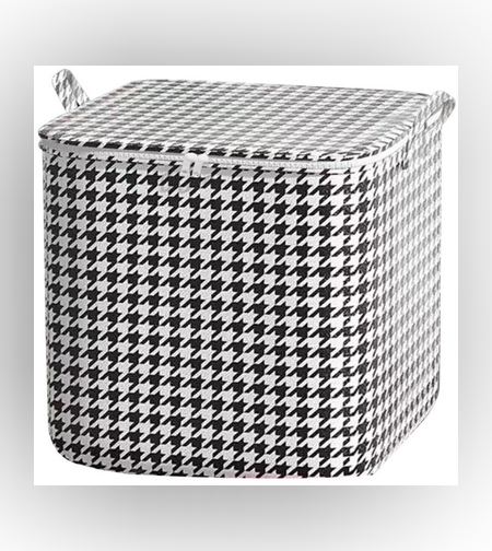 Cutie de Depozitare cu Fermoar, Flippy, Pliabila, Maner Ranforsat, Fermoar Rezistent, pentru Haine, Paturi, Plapumi, Perne, Lenjerii de Pat, Jucarii, 80 Litri, in Carouri, Alb-Negru