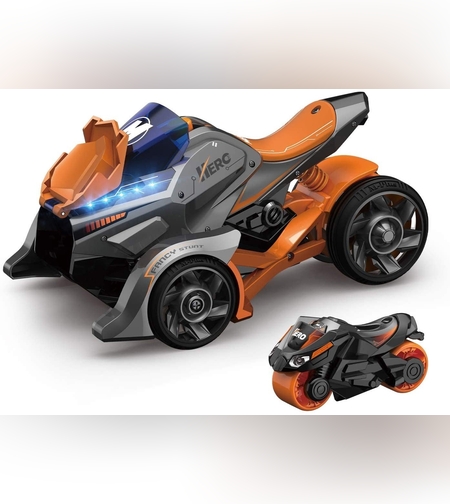 Jucarie pentru copii, masina cu extensie de motocicleta 2 in 1, portocalie