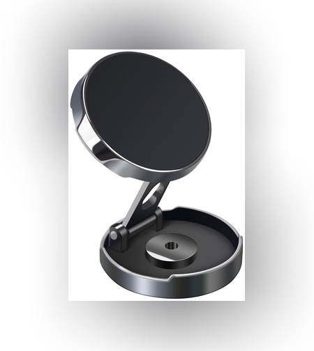 Suport de Telefon, Flippy, cu Adeziv, din ABS si Magnet, Pliabil, Diametru 4.4 cm, Universal, Negru