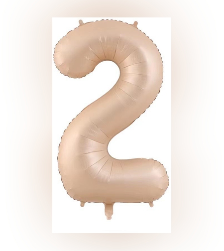 Balon din Folie Metalizata, Flippy, Figurina Cifra, Model 2, Tema Aniversare 100 cm, Ambalaj Individual, Pai Inclus, Umflare cu Aer sau Heliu, Crem