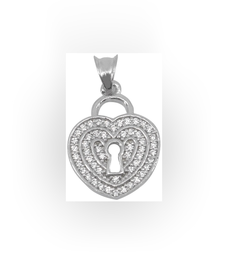 Pandantiv Inima cu pietre, Argint 925, 2.2 cm x 1.3 cm