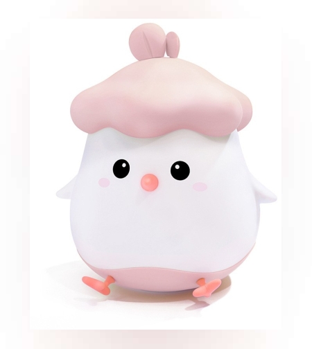 Lampa de Veghe pentru Copii, Flippy, din Silicon, Senzor Tactil, Model Pui, Lumina Calda, Protectie pentru Ochi, Incarcare USB, Capacitate Baterie Incorporata 800mAh, 11 x 10 x 12.4 cm, Roz