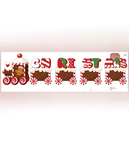 Decoratiune de Craciun, Flippy, pentru Gradina, Tip Trenulet, 5 Figurine + Bete de Infipt in Pamant, din Plastic, Impermeabil, Model Tren Christmas, Multicolor