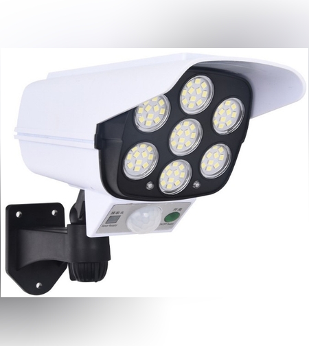 Camera de supraveghere falsa, incarcare solara, 77 LED-uri, senzor de miscare, Flippy