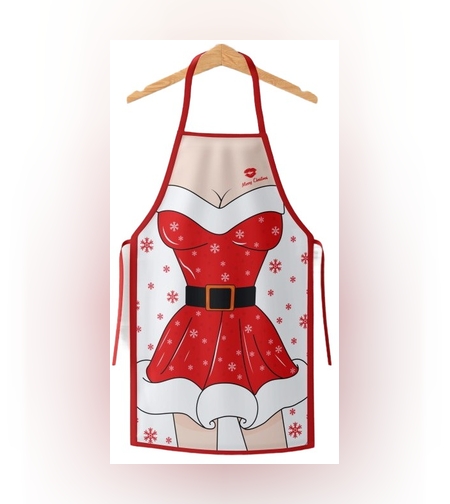 Sort de Bucatarie Decorativ, Flippy, Tema Craciun, 50 x 70 cm, Model Craciunita, din Poliester, Rosu