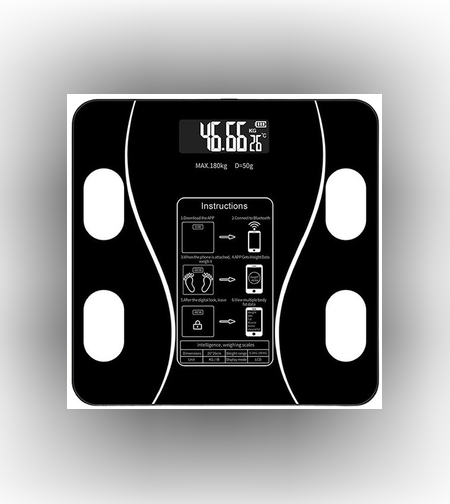 Cantar Electronic Inteligent De Baie Flippy Cu Aplicatie Smart, Corporal, Ecran Digital Iluminat, Termometru, Suporta Maxim 180 Kg, 26 x 26 cm, Baterii, Negru