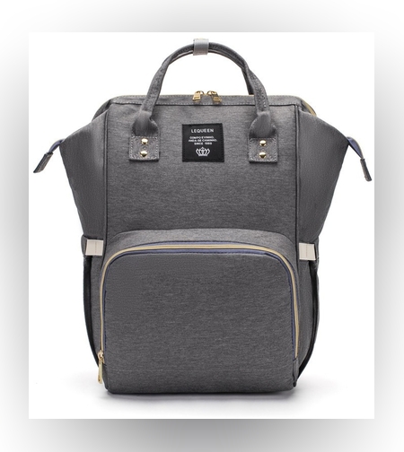 Rucsac Multifunctional pentru Mamici, Flippy, din Panza Oxford, Compartimentare Multipla, Impermeabil, 43 x 18 x 26 cm, Gri Inchis